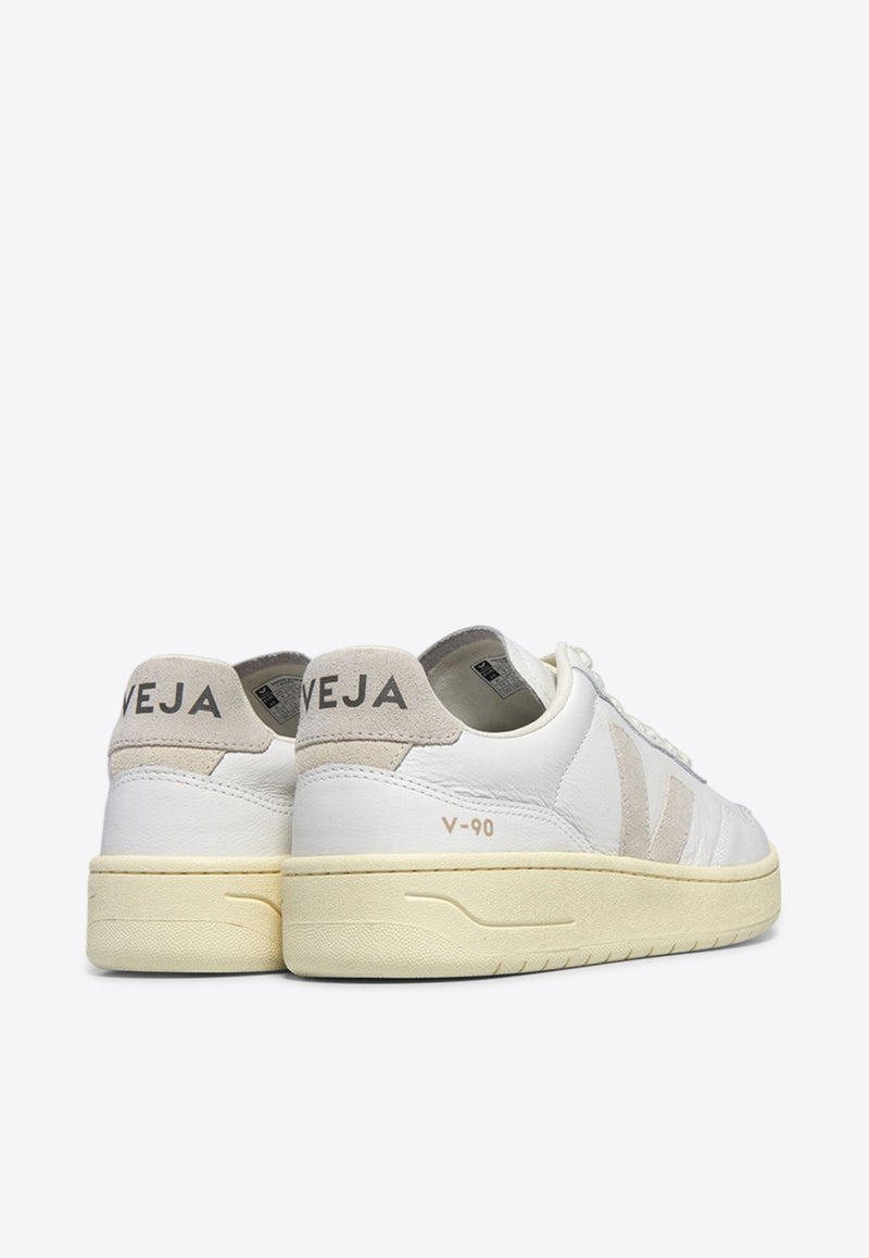 Veja V-90 Leather Low-Top Sneakers White VD2003655WHITE