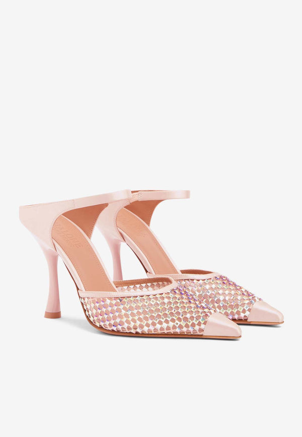 Malone Souliers Vega 90 Crystal Mesh Mules VEGA 90-1 SAKURA/SAKURA