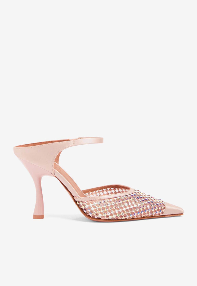 Malone Souliers Vega 90 Crystal Mesh Mules VEGA 90-1 SAKURA/SAKURA