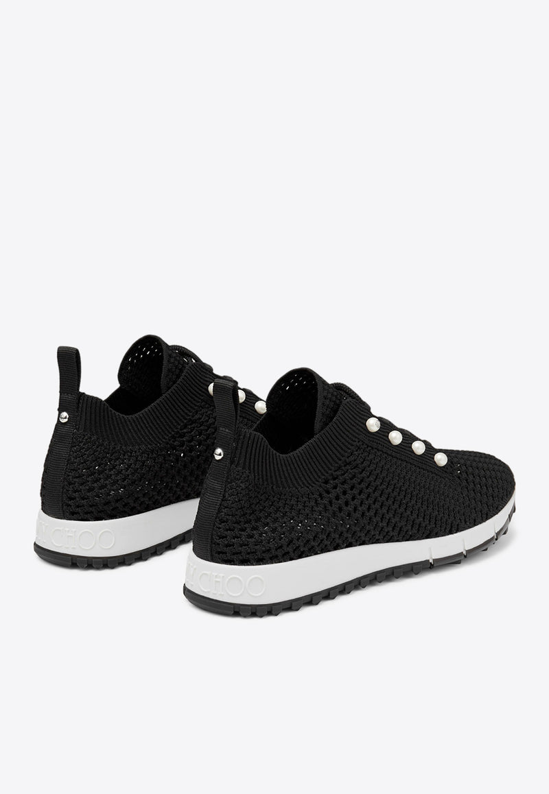 Jimmy Choo Veles Crochet Knit Low-Top Sneakers VELES PBT X BLACK MIX