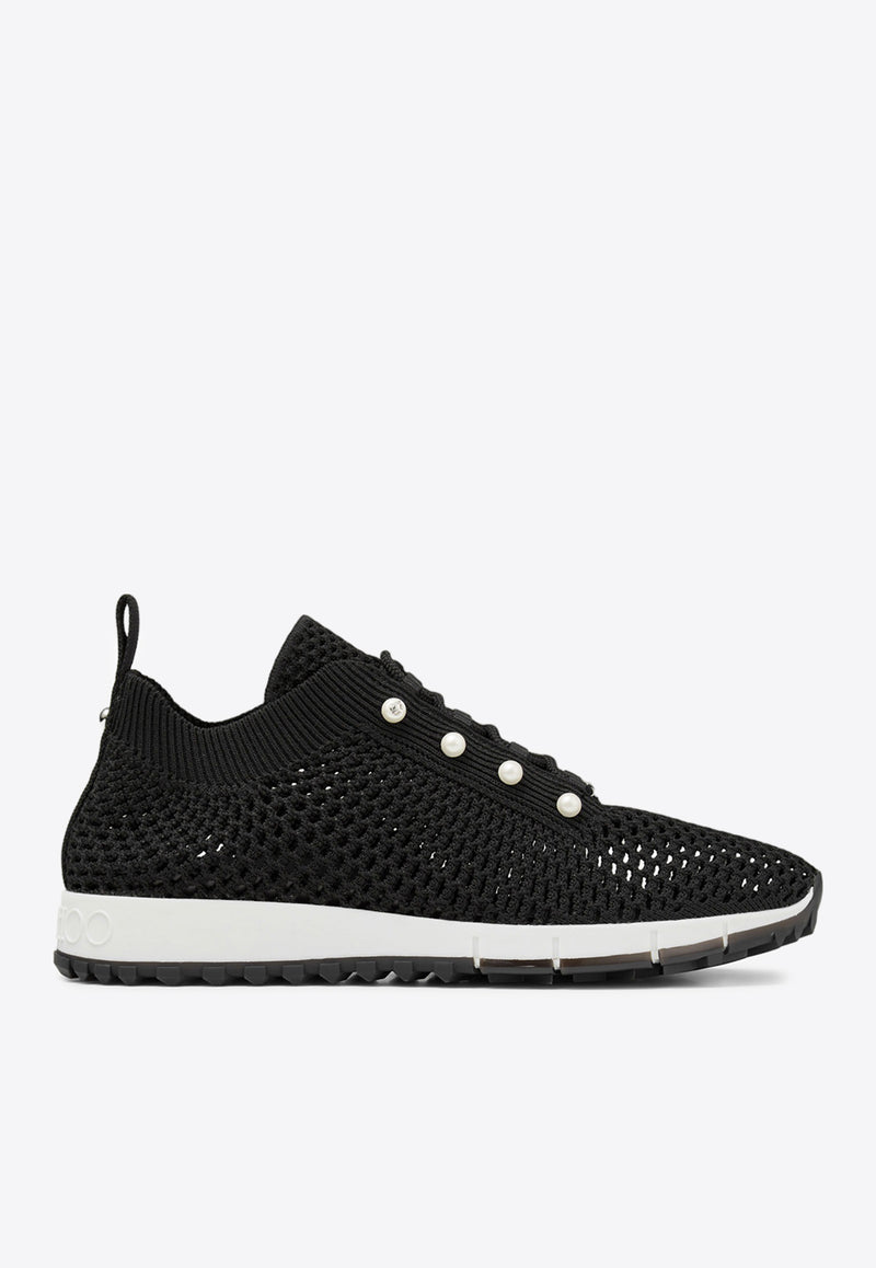 Jimmy Choo Veles Crochet Knit Low-Top Sneakers VELES PBT X BLACK MIX