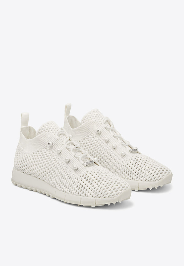 Jimmy Choo Veles Crochet Knit Low-Top Sneakers VELES PBT X LATTE MIX