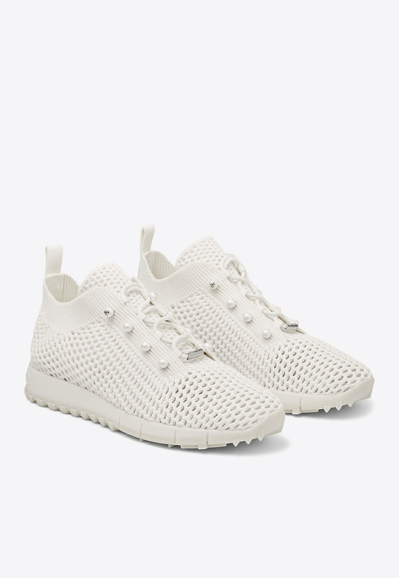 Jimmy Choo Veles Crochet Knit Low-Top Sneakers VELES PBT X LATTE MIX