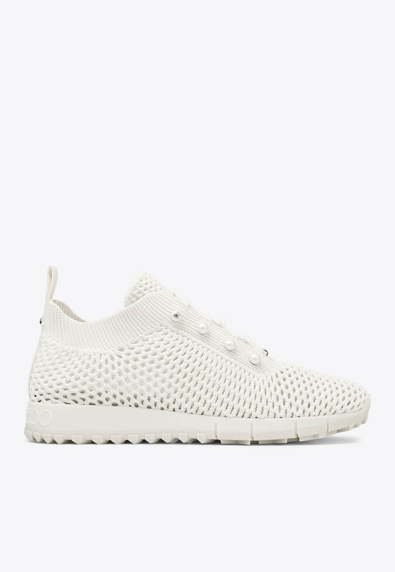 Jimmy Choo Veles Crochet Knit Low-Top Sneakers VELES PBT X LATTE MIX