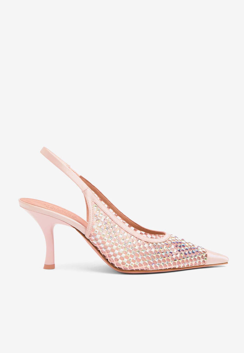 Malone Souliers Vesper 70 Crystal-Embellished Pumps VESPER 70-2 SAKURA/SAKURA