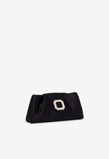 Malone Souliers Vittoria Crystal Crest Bucket Satin Clutch VITTORIA 1 BLACK