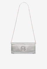 Malone Souliers Vivien Crest Buckle Clutch in Metallic Leather VIVIEN 35 SILVER