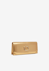 Malone Souliers Vivien Crest Buckle Clutch in Metallic Leather VIVIEN 36 GOLD