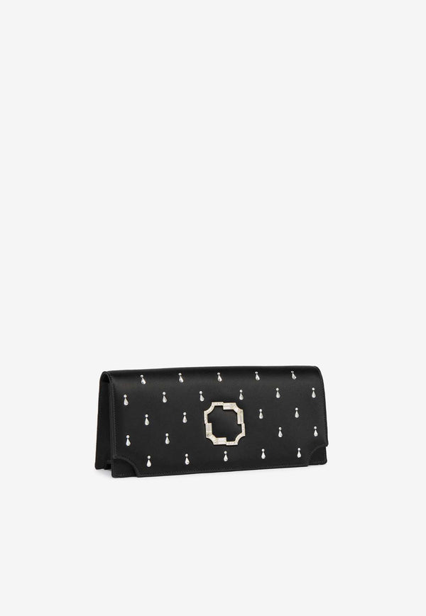 Malone Souliers Vivien Satin Embellished Clutch Bag Black VIVIEN48BLACK