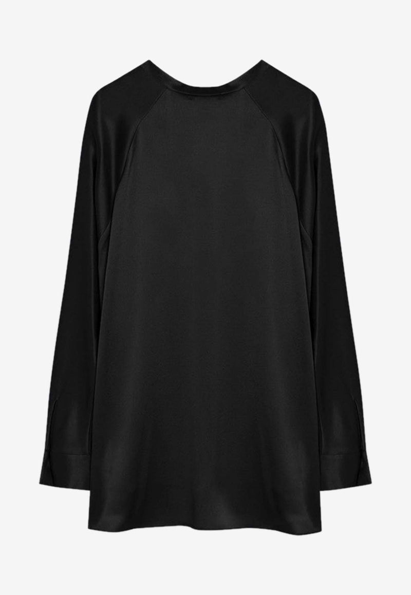 Vince V-neck Long-Sleeved Silk Blouse Black VR84511926SI/P_VINCE-001BLK