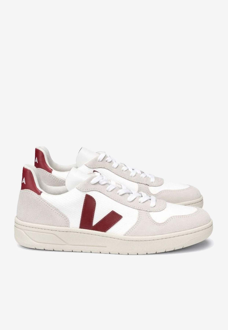 Veja V-10 Suede and Mesh Low-Top Sneakers White VX0101314B/WH WHITE