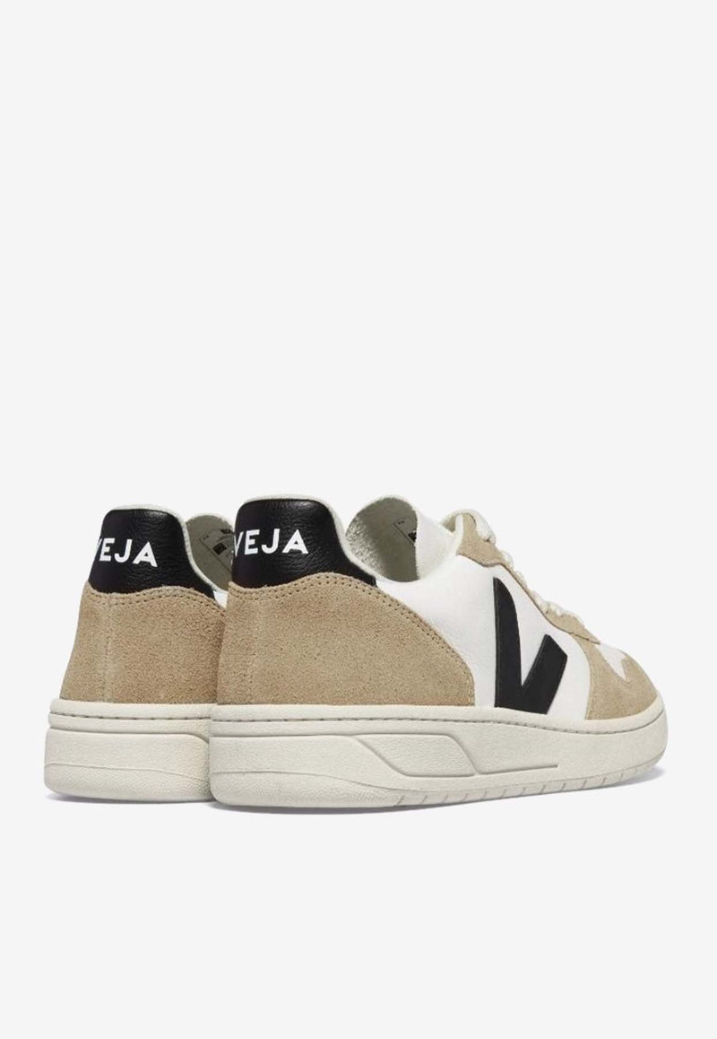 Veja V-10 Leather and Suede Low-Top Sneakers White VX0503138B/WHWHITE