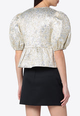 GANNI Jacquard Brocade Peplum Blouse Gold W0329VI/Q_GAN-012