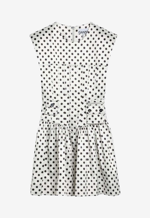 GANNI Polka Dot Mini Dress Beige W03636904/Q_GAN-135