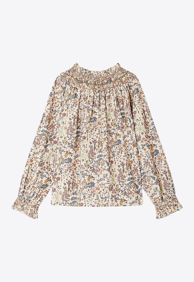 Bonpoint Girls Pétale Smocked Floral Top Multicolor W04GBLW00010-ACO/P_BONPO-582