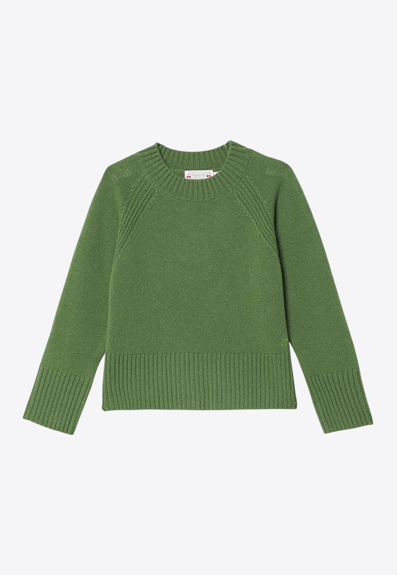 Bonpoint Girls Gillia Logo Embroidered Cashmere Sweater Green W04GJUK00025-AWS/P_BONPO-047D