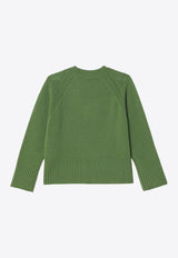 Bonpoint Girls Gillia Logo Embroidered Cashmere Sweater Green W04GJUK00025-AWS/P_BONPO-047D