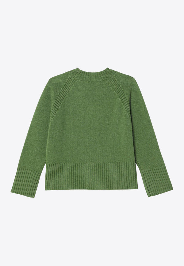 Bonpoint Girls Gillia Logo Embroidered Cashmere Sweater Green W04GJUK00025-AWS/P_BONPO-047D