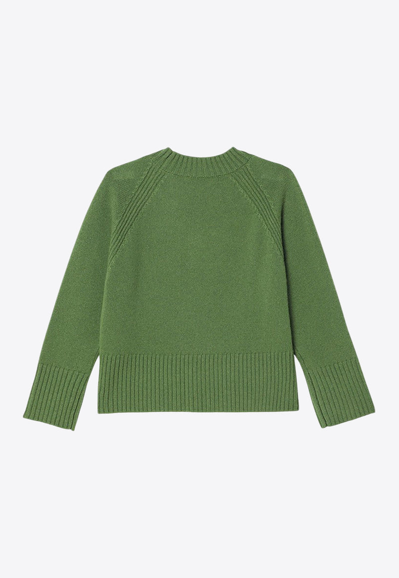 Bonpoint Girls Gillia Logo Embroidered Cashmere Sweater Green W04GJUK00025-AWS/P_BONPO-047D