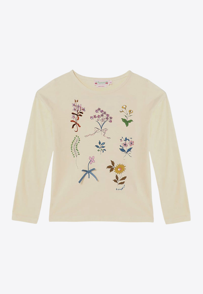 Bonpoint Girls Floral Print Long-Sleeved T-shirt White W04GTSK00018-ACO/P_BONPO-108