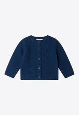 Bonpoint Baby Girls Taha Cable Knit Cardigan Blue W04XCAK00004-AWO/P_BONPO-016B