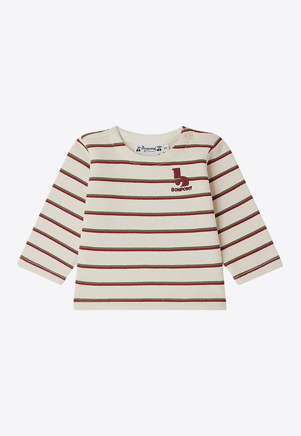 Bonpoint Girls Tourbillon Striped T-shirt White W04YTSK00003-BCO/P_BONPO-246C