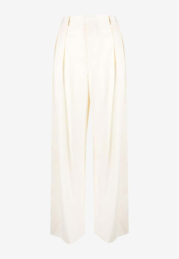 Wardrobe.NYC Silk Straight-Leg Pants W2089R14WIVORY