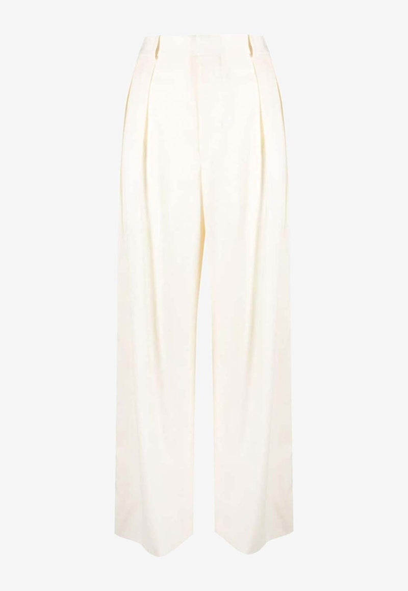 Wardrobe.NYC Silk Straight-Leg Pants W2089R14WIVORY