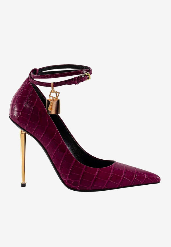 Tom Ford 110 Padlock Pointed Toe Pumps in Leather Raspberry W2271T-LCL125 U3006