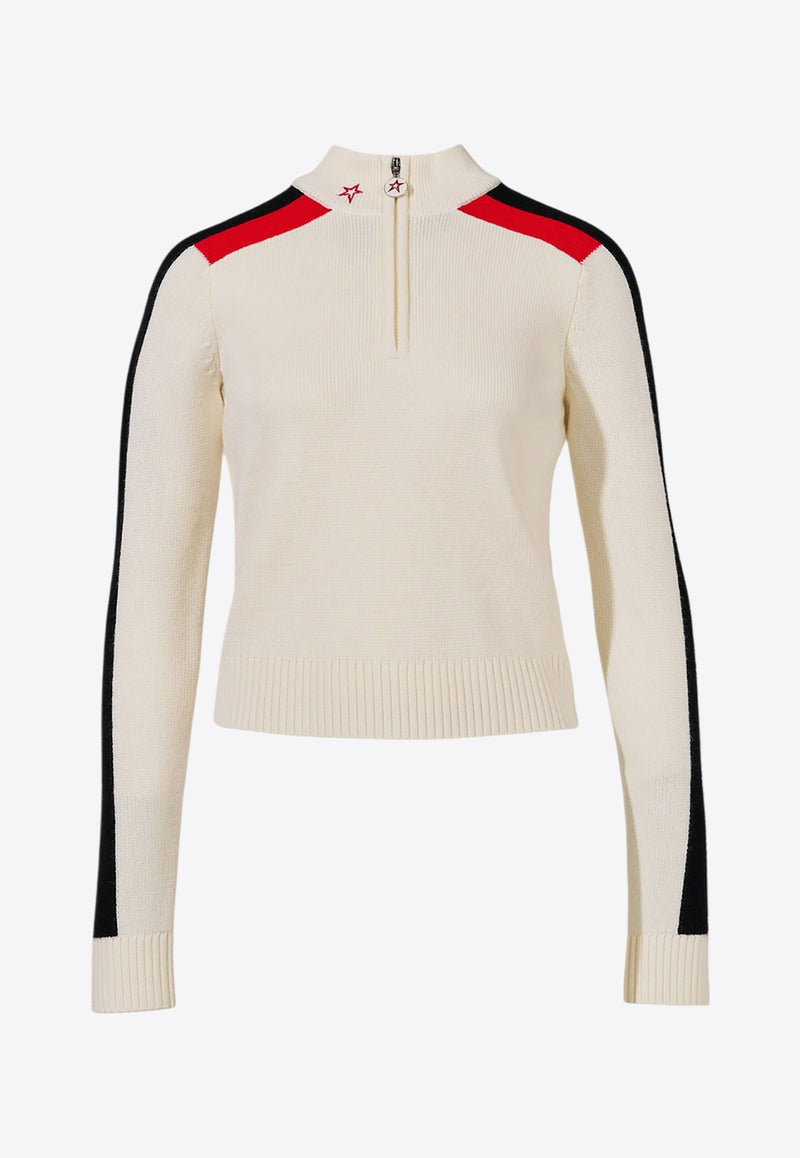 Perfect Moment La Tour Half-Zip Wool Sweater White W3001107BLACK/WHITE