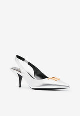 Tom Ford 60 TF Slingback Pumps in Metallic Leather W3164-LSP014G 1G004 Silver