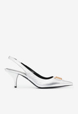 Tom Ford 60 TF Slingback Pumps in Metallic Leather W3164-LSP014G 1G004 Silver