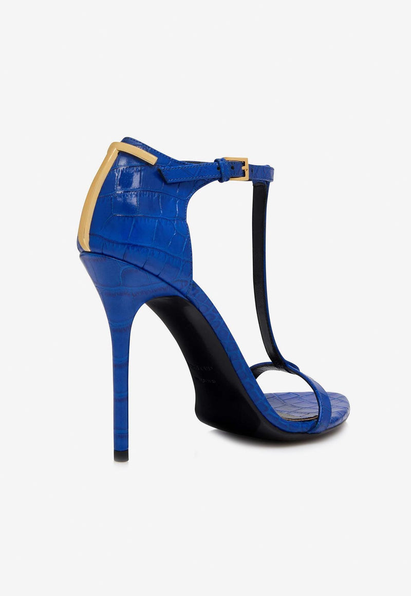 Tom Ford 105 Sandals in Croc-Embossed Leather W3219-LCL125G 1L025 Blue