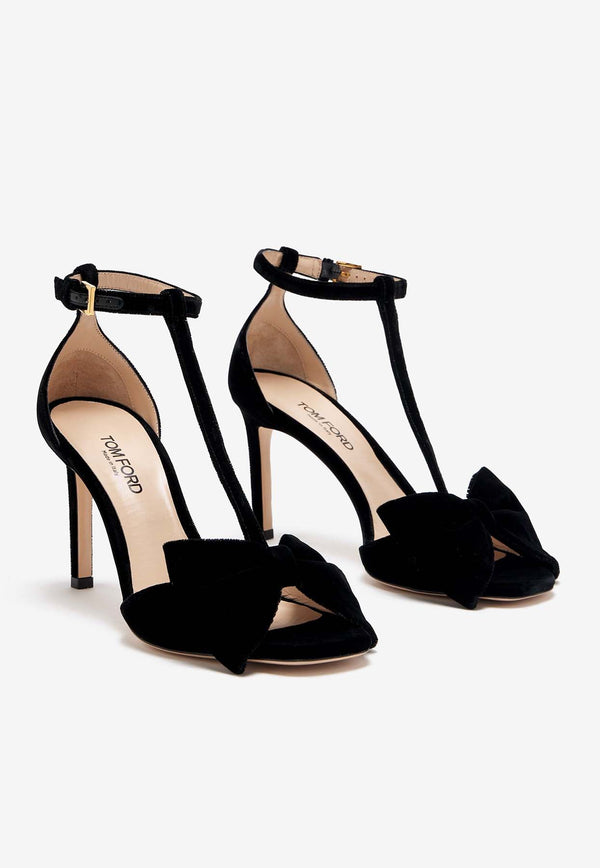 Tom Ford Brigitte 85 Velvet Sandals W3440-TVE001G 1N001 Black