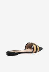 Tom Ford Whitney Raffia and Leather Slides W3523-TRA004G 3JN04 Black