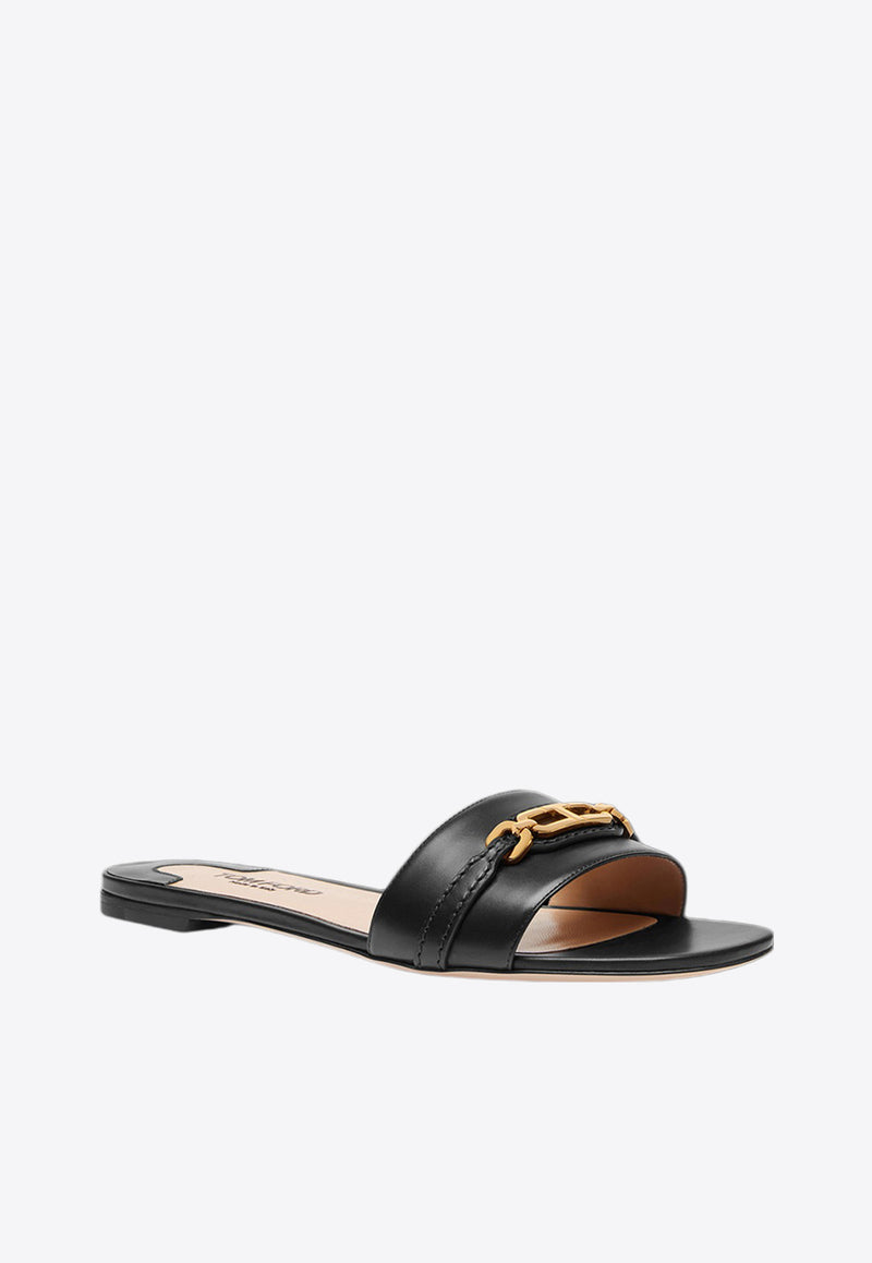 Tom Ford Whitney Leather Slides W3526-LCL002G 1N001 Black