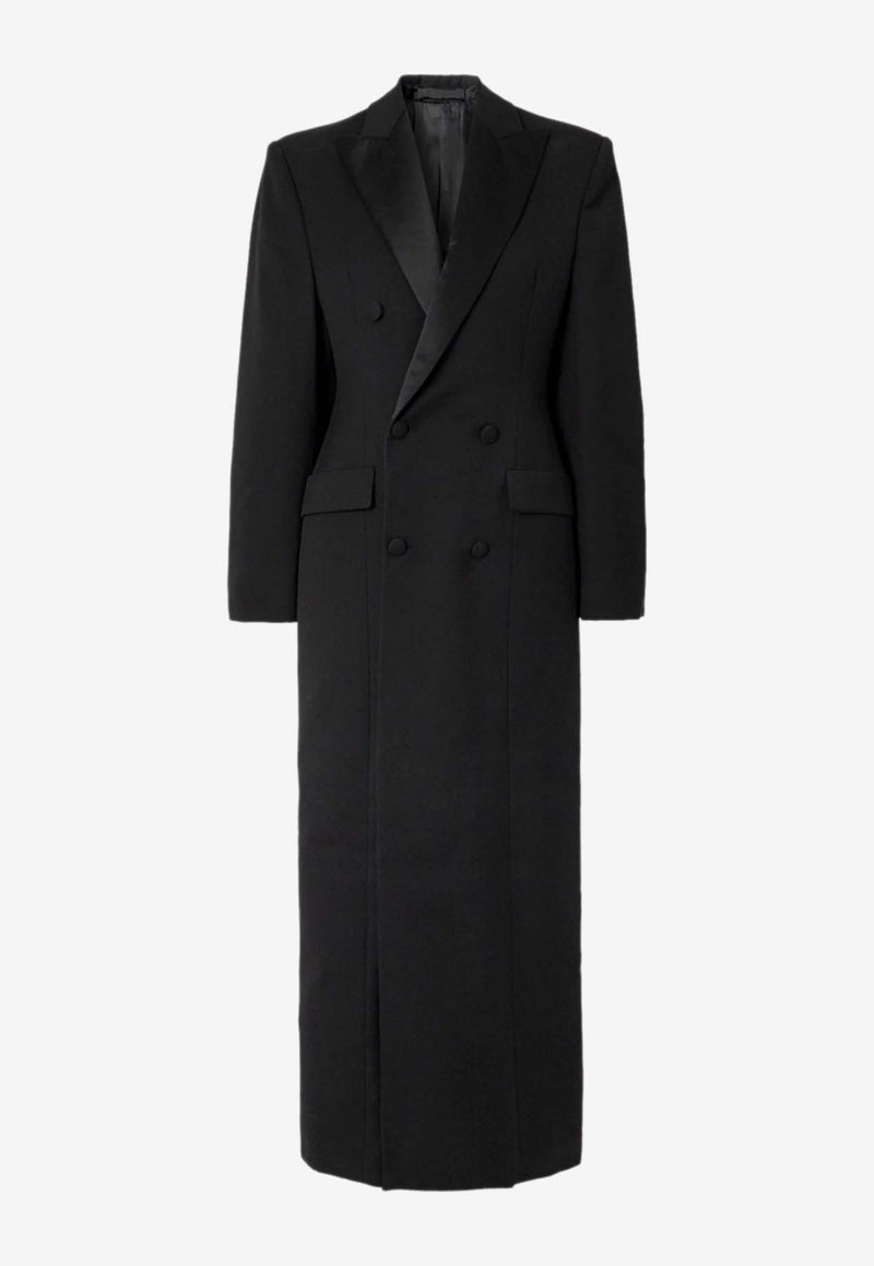 Wardrobe.NYC Sculpted Double-Breasted Maxi Coat Dress Black W4052R14BLACK