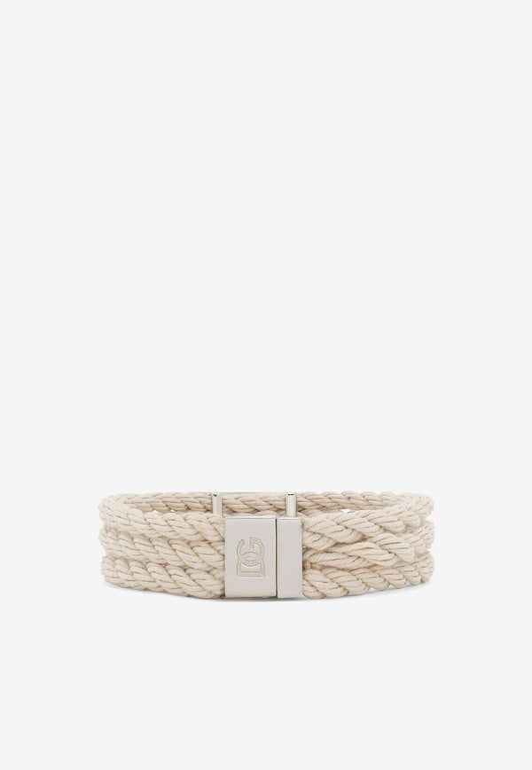 Dolce 
Gabbana Marina Logo Plaque Cord Bracelet Beige WBQ1M5 W1111 M0121