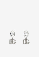 Dolce 
Gabbana DG Logo Crystal Drop Earrings Silver WEO2N2W1111/P_DOLCE-87655