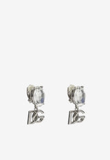 Dolce 
Gabbana DG Logo Crystal Drop Earrings Silver WEO2N2W1111/P_DOLCE-87655