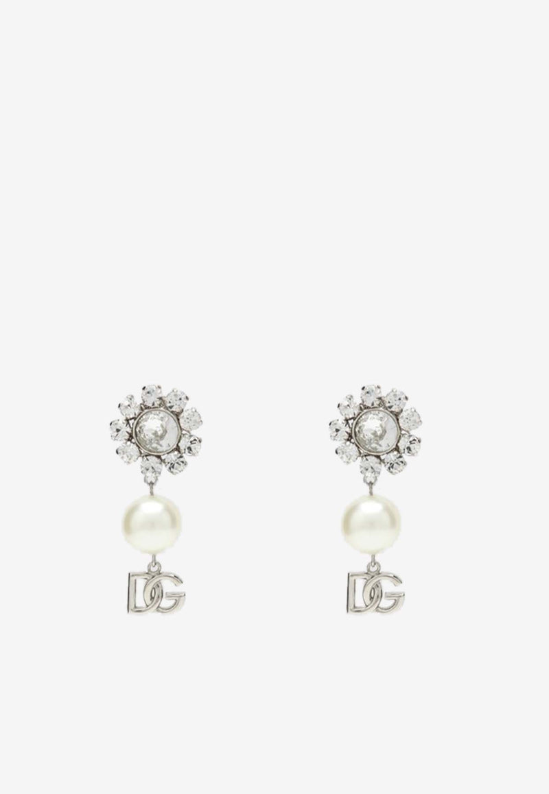 Dolce 
Gabbana DG Logo Pearl Earrings Silver WEO6Z6W1111/P_DOLCE-87655