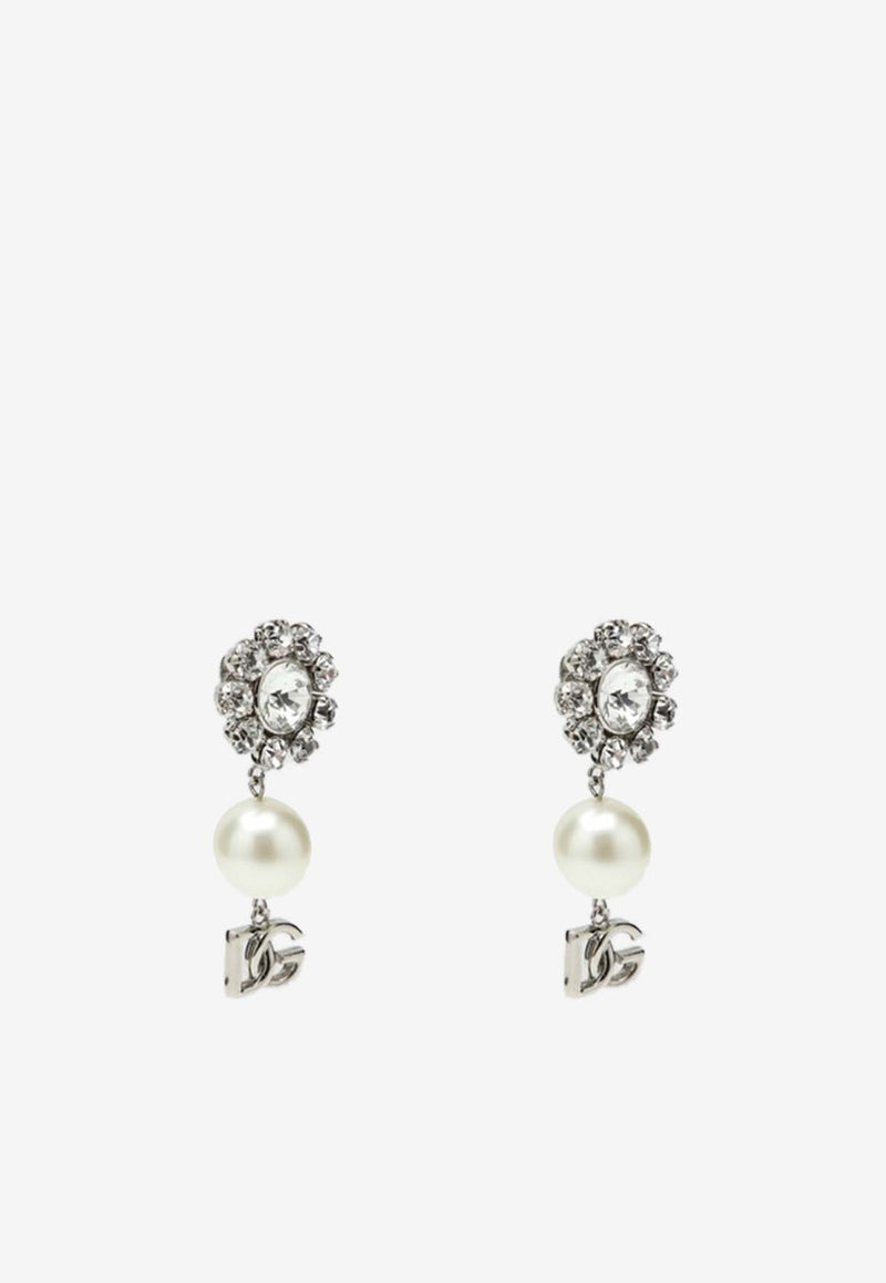 Dolce 
Gabbana DG Logo Pearl Earrings Silver WEO6Z6W1111/P_DOLCE-87655