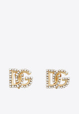 Dolce 
Gabbana Rhinestone DG Logo Earrings Gold WER2L4 W1111 ZOO00