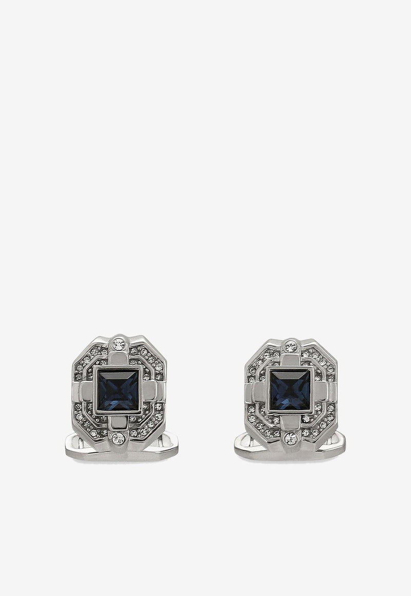 Dolce 
Gabbana Crystal-Embellishment Cufflinks WFMS1A W1WCL B0065 Silver