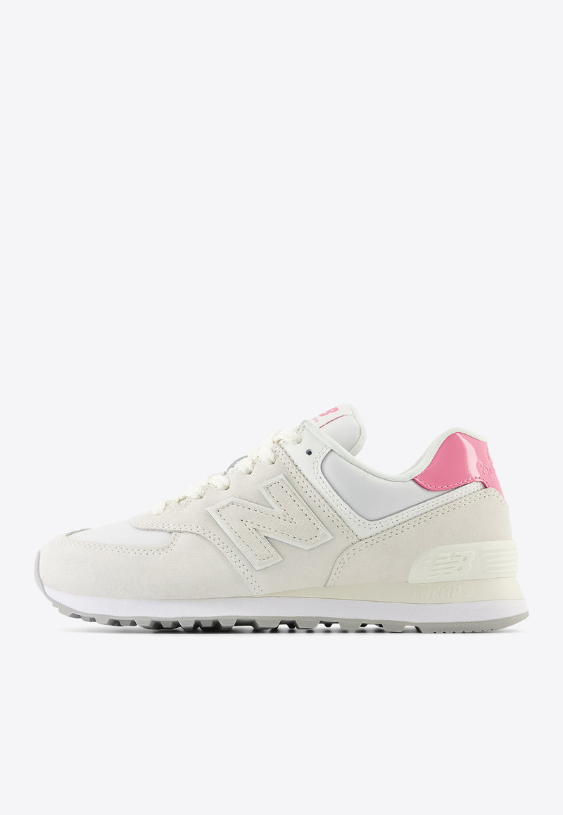 New Balance 574 Low-Top Sneakers in Sea Salt with Real Pink WL5742BA