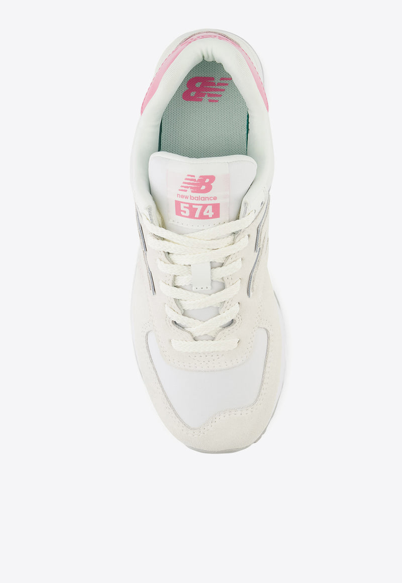 New Balance 574 Low-Top Sneakers in Sea Salt with Real Pink WL5742BA