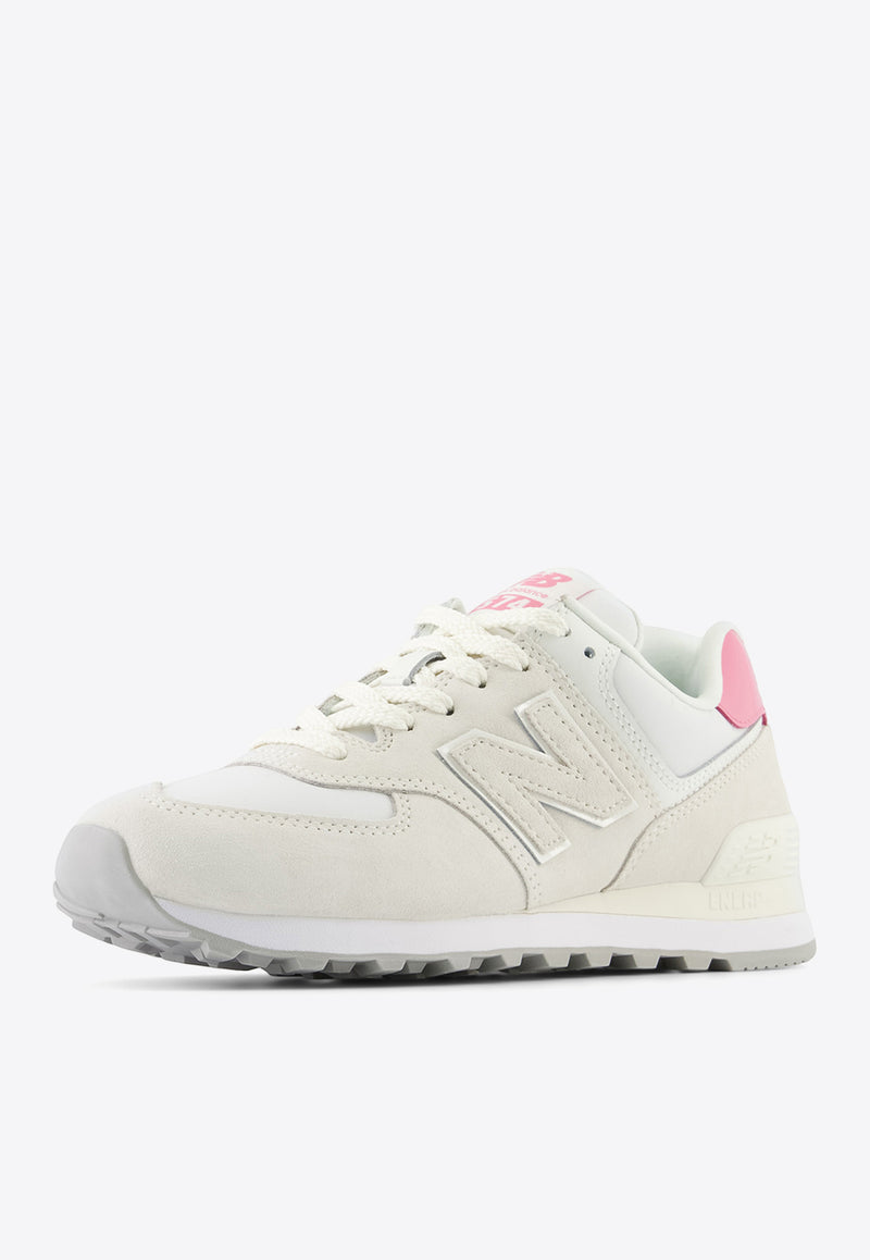 New Balance 574 Low-Top Sneakers in Sea Salt with Real Pink WL5742BA