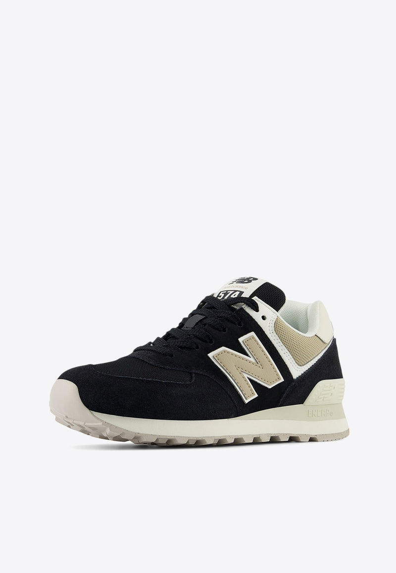 New Balance 574 Low-Top Sneakers in Black with Stoneware and Turtledove Black WL574DK2