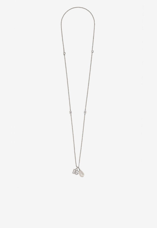 Dolce 
Gabbana DG Logo Teardrop Pendant Necklace Silver WNQ3S3 W1111 87655