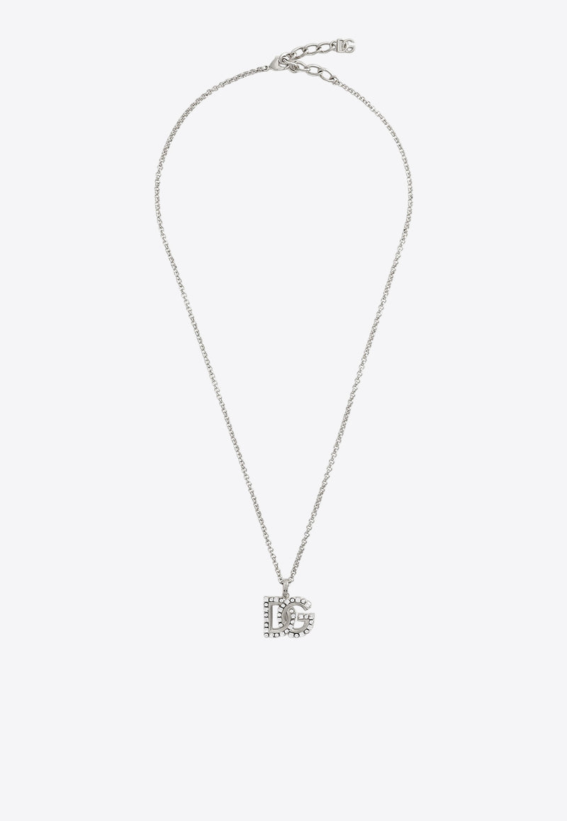 Dolce 
Gabbana Rhinestone DG Logo Necklace Silver WNR2L4 W1111 87655